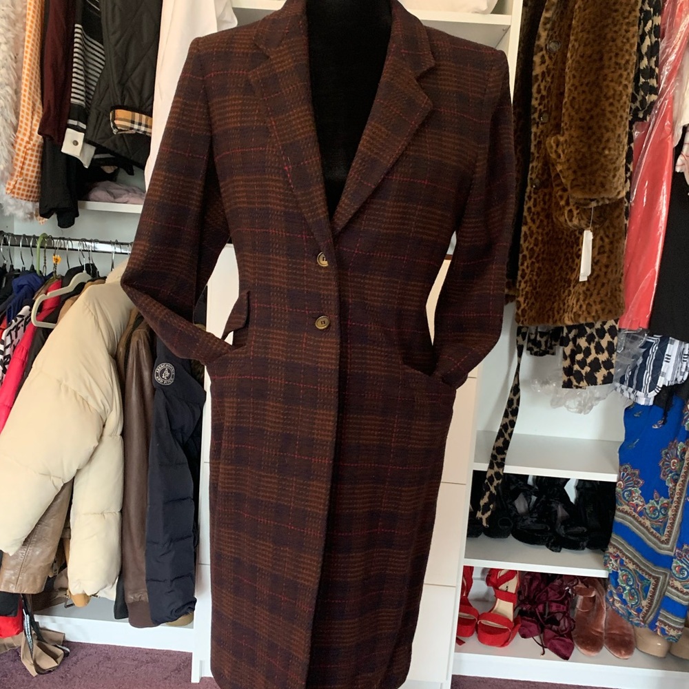 Harve Benard Red and Purple Trench Coat